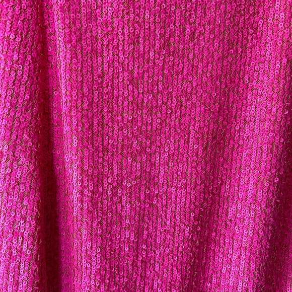 Topshop mini sequin, hot pink, pencil skirt with side slit size 2, EUC - Picture 3 of 4